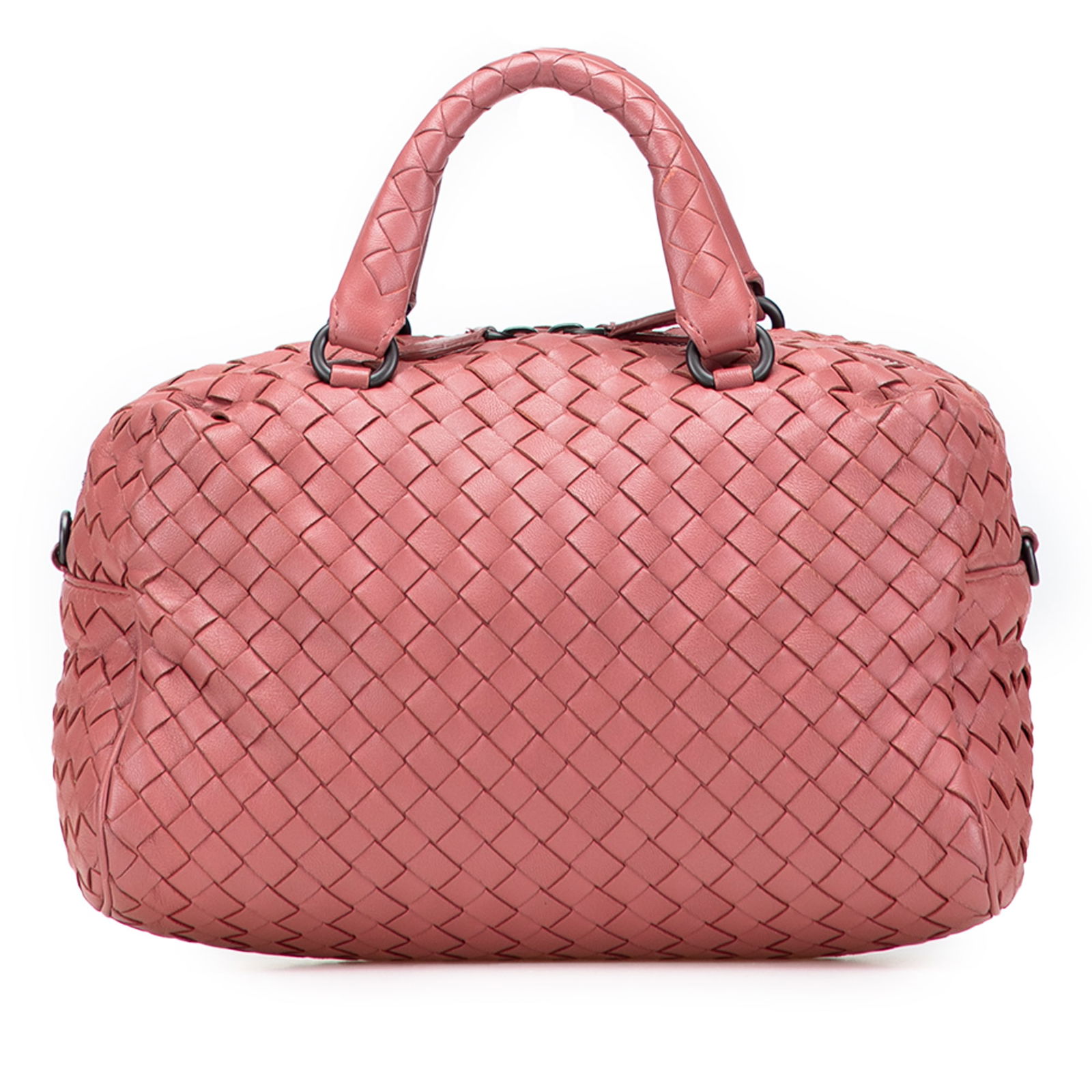 Bottega Veneta Nappa Intrecciato Bosto Pink Leather Bag: Bottega Veneta Nappa Intrecciato Bosto Pink Leather Bag Introducing the Bottega Veneta Nappa Intrecciato Bosto, a stylish and sophisticated bag crafted from high-quality woven leather. This elegant pi