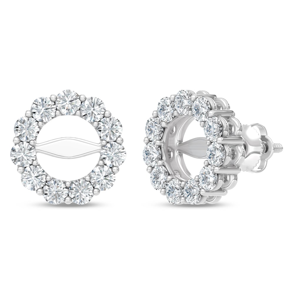 14K White Gold Lab Grown Diamond 1 1/10 Ct.Tw. Jacket Earrings: 14K White Gold Lab Grown Diamond 1 1/10 Ct.Tw. Jacket Earrings Elegant 14K white gold jacket earrings showcasing lab-grown diamonds totaling 1 1/10 carat total weight, designed to shine effortlessly.