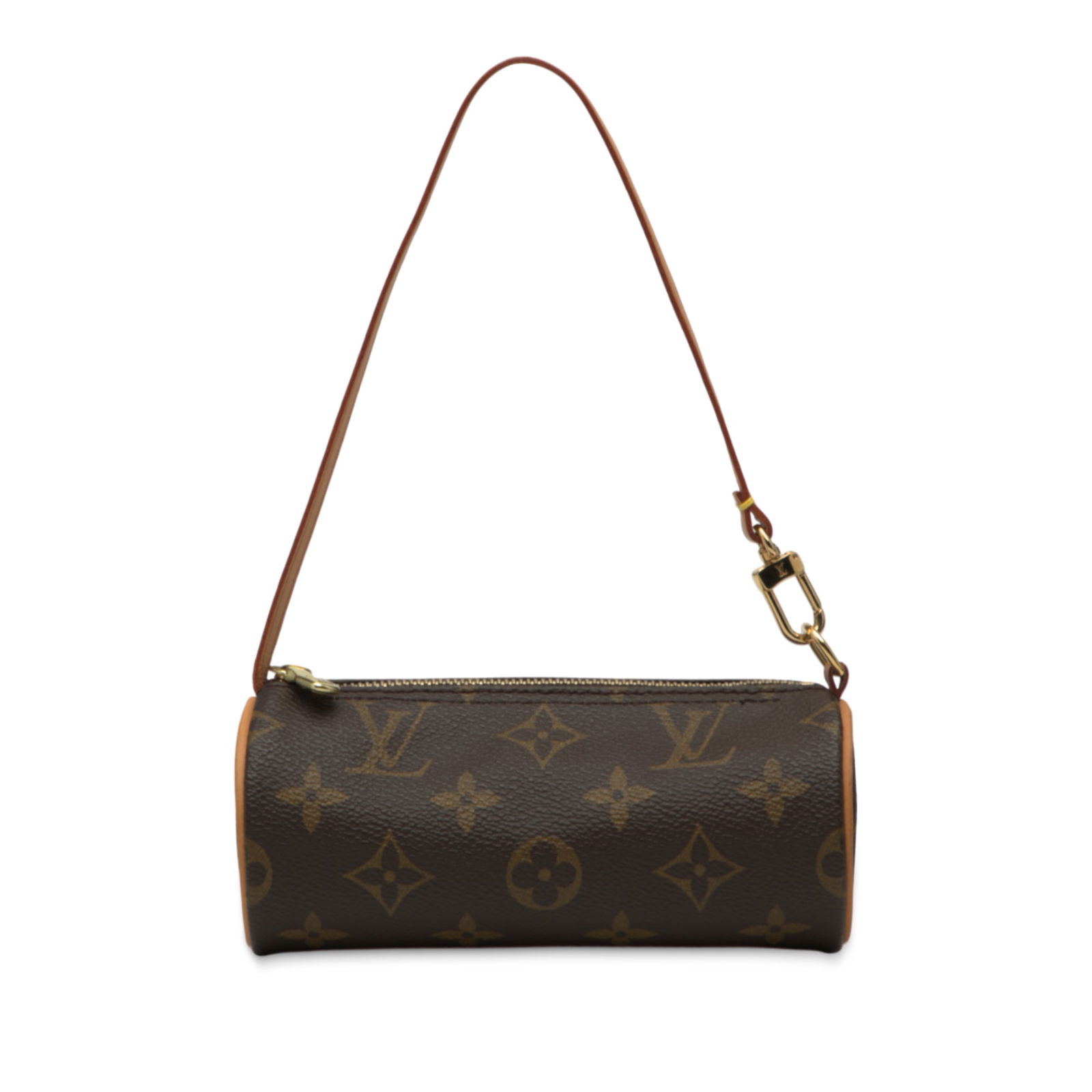 Monogram Canvas Papillon Pochette Bag by Louis Vuitton with Detachable Strap: Monogram Canvas Papillon Pochette Bag by Louis Vuitton with Detachable Strap This Louis Vuitton Monogram Papillon Pochette features the iconic monogram canvas body, a detachable leather strap, and a t