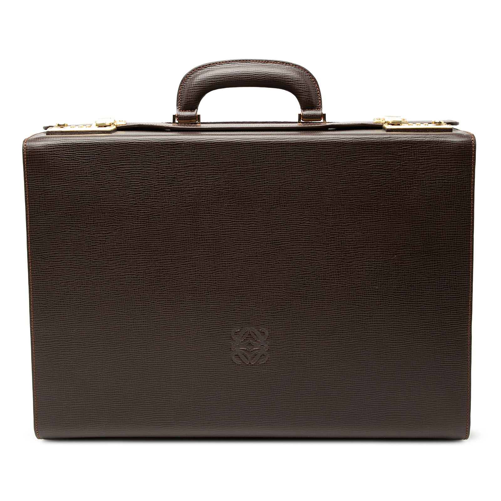 LOEWE Brown Leather Business Bag with Anagram and Gold-Tone Lock (1 of 7)
