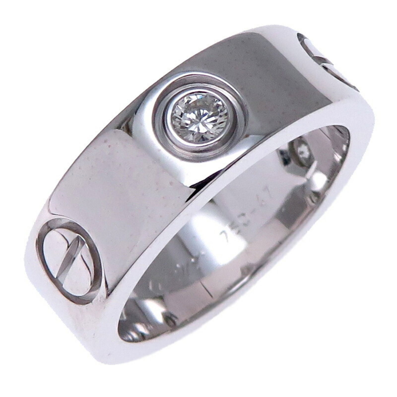 White Gold Love Bracelet by Cartier Unisex France: White Gold Love Bracelet by Cartier Unisex France This Cartier Love bracelet is crafted from white gold in a sleek silver tone. Designed for universal wear, it features a polished finish and shows min