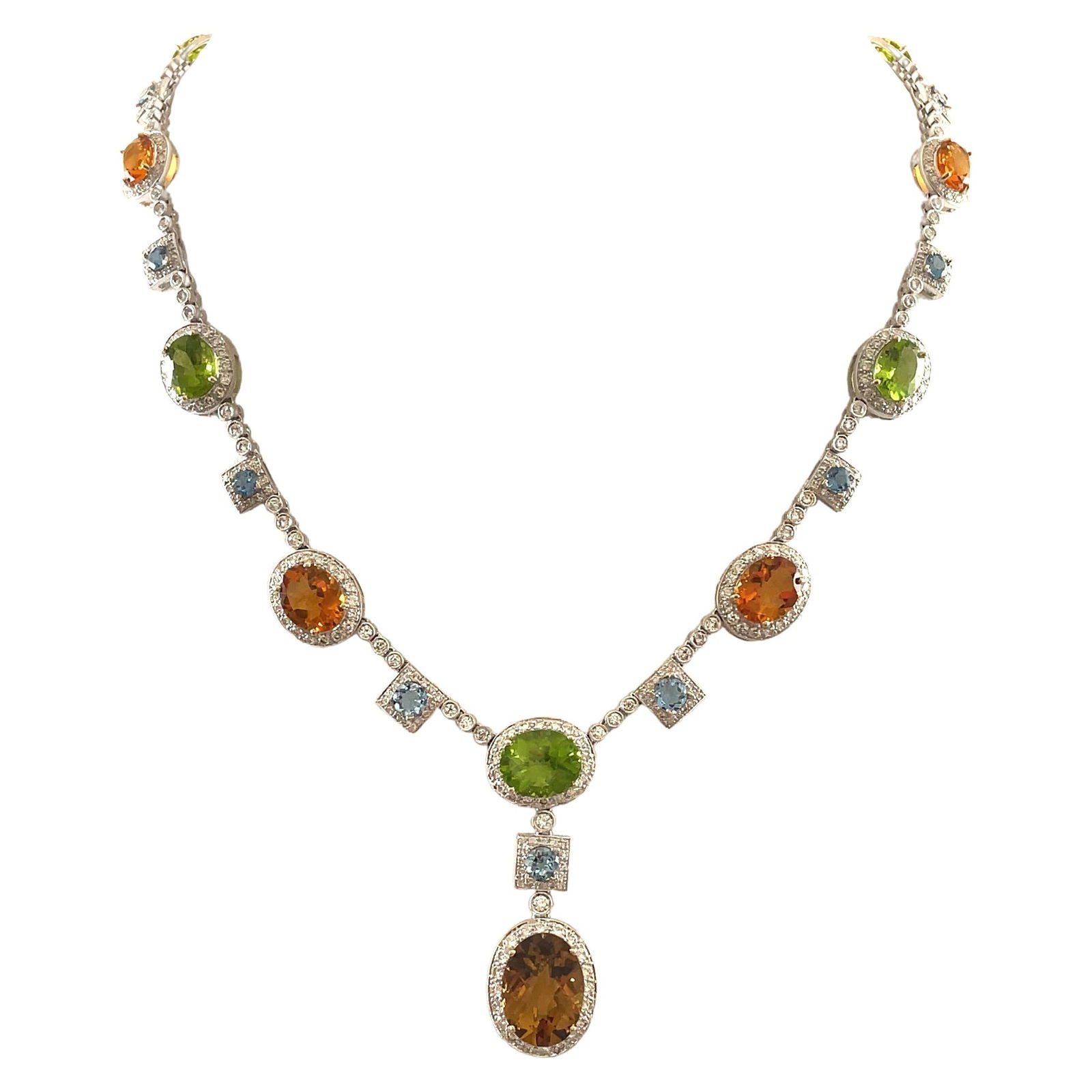 50.40ct Multi Gemstone Necklace in 18k White Gold Contemporary Design (1 of 5)