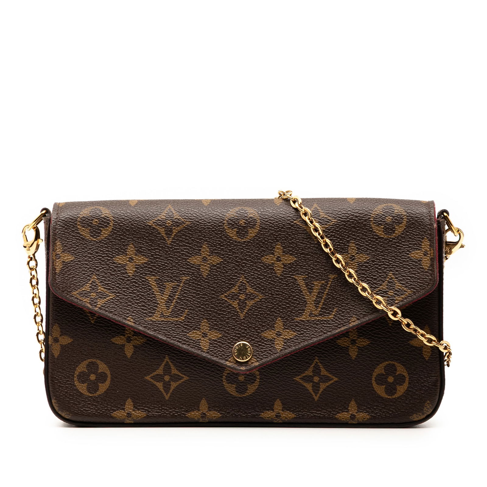 Louis Vuitton Monogram Pochette Felicie Brown Crossbody Bag: Louis Vuitton Monogram Pochette Felicie Brown Crossbody Bag The Louis Vuitton Monogram Pochette Felicie is a stylish crossbody bag crafted from durable monogram canvas. It features a detachable gold-t