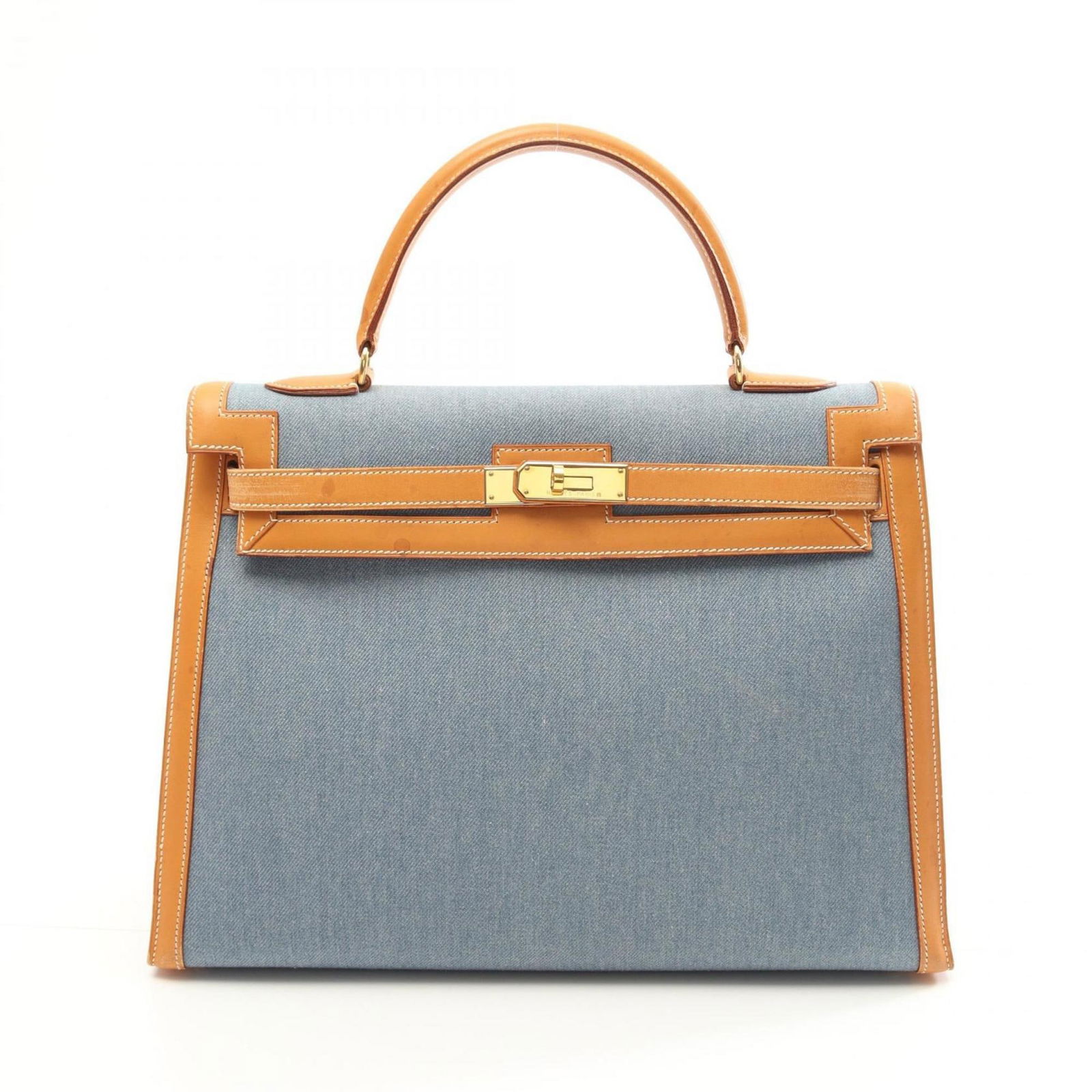 Denim Blue Hermes Kelly 35 Handbag with 25cm x 35cm x 12cm Dimensions (1 of 1)