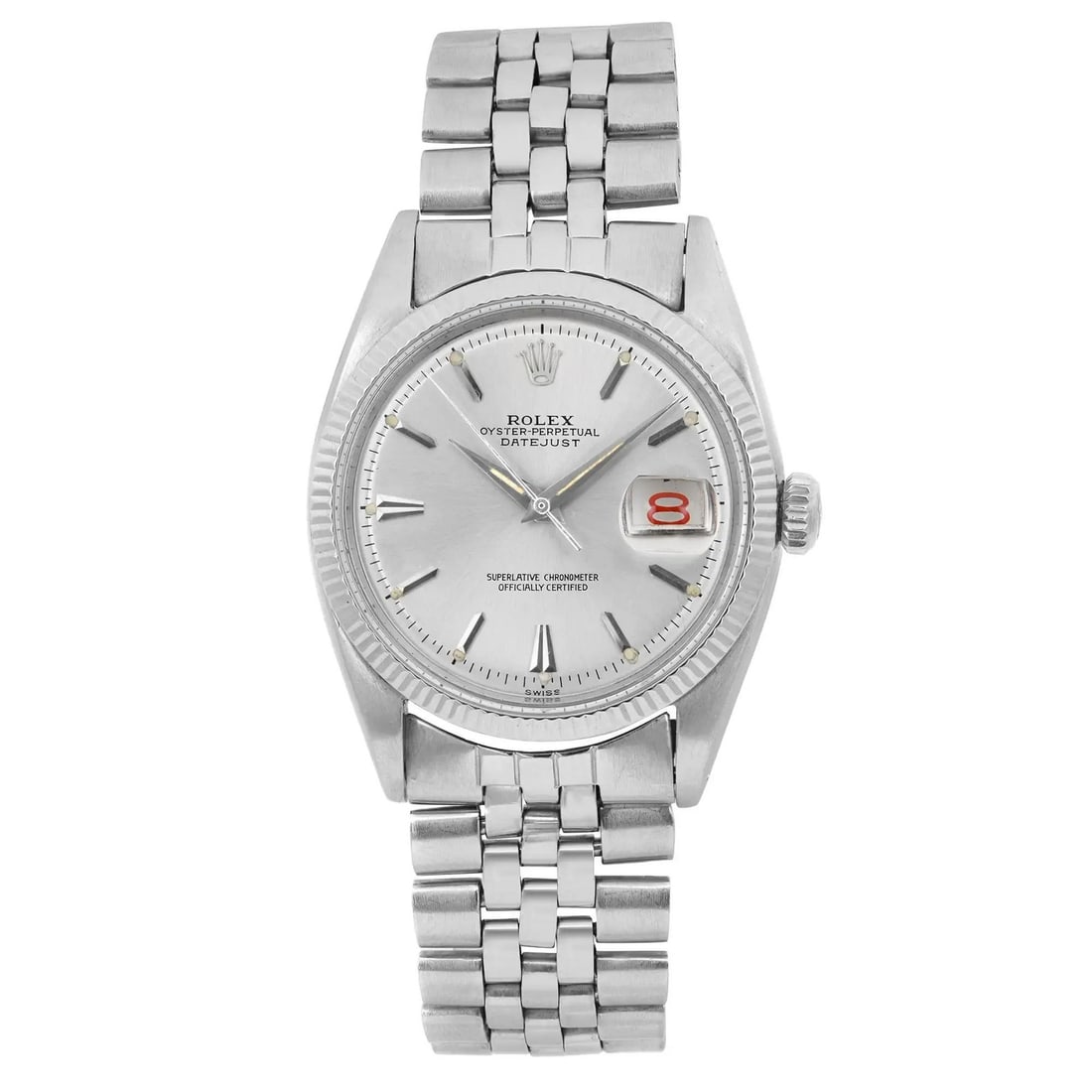 Rolex Datejust 36mm Vintage Automatic Watch Silver Roulette Dial: Rolex Datejust 36mm Vintage Automatic Watch Silver Roulette Dial This exquisite Rolex Datejust wristwatch features a classic 36mm stainless steel case with a striking silver dial, characterized by its