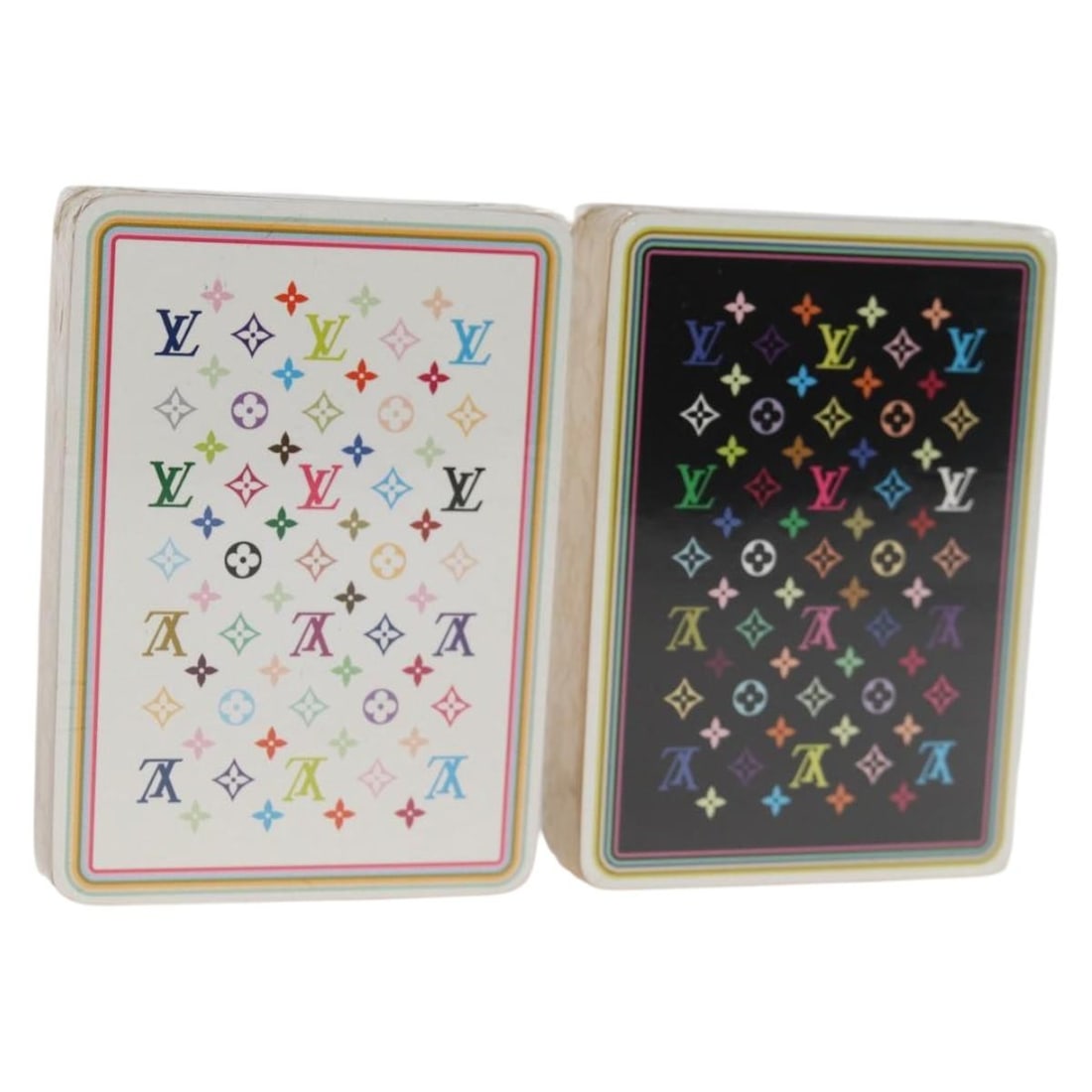 LOUIS VUITTON Monogram Multicolor Playing Cards Black White Authentic: LOUIS VUITTON Monogram Multicolor Playing Cards Black White Authentic Elevate your game nights with these exquisite LOUIS VUITTON Monogram Multicolor Playing Cards. Crafted in France, these playing ca