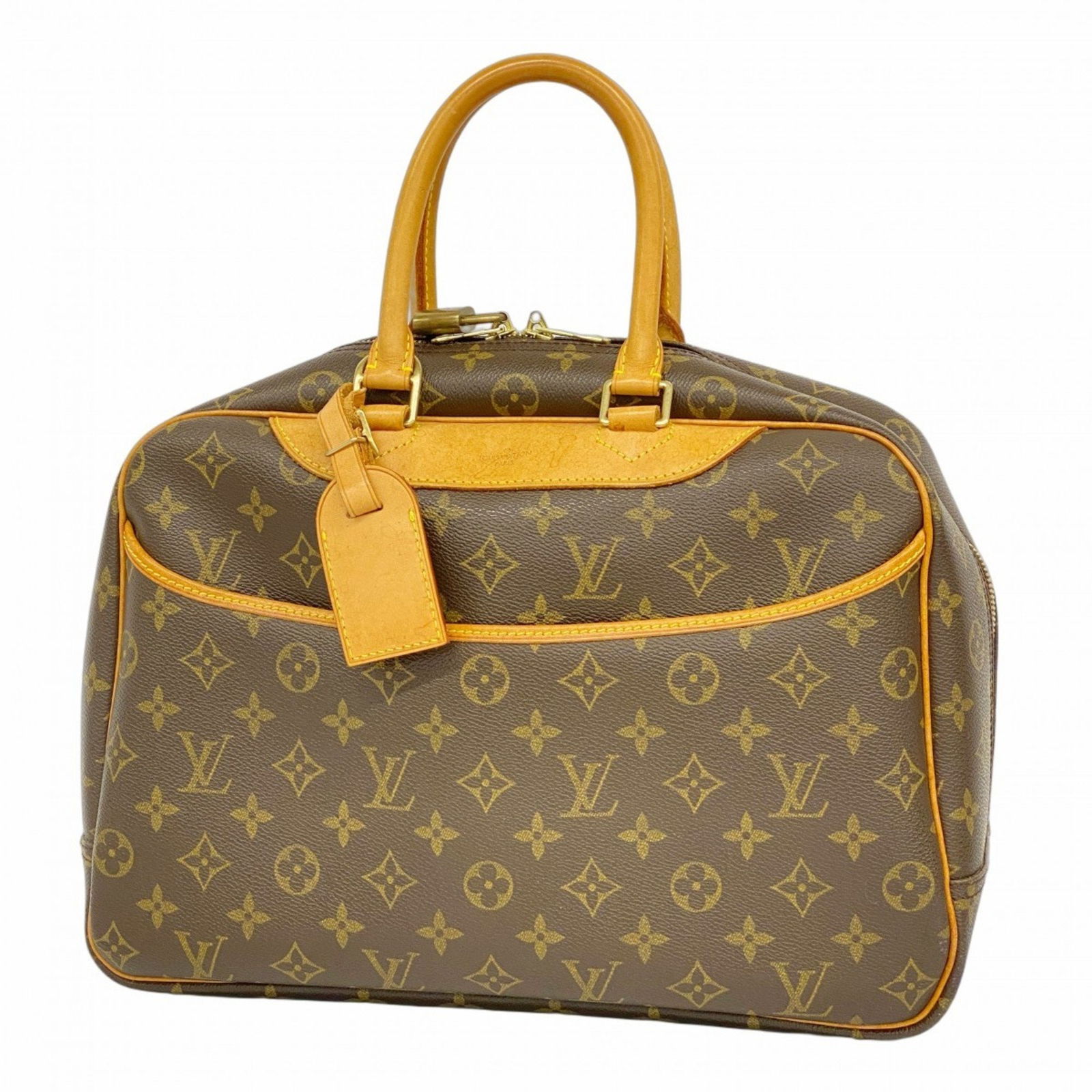 Brown Canvas Deauville Bag by Louis Vuitton France: Brown Canvas Deauville Bag by Louis Vuitton France This Louis Vuitton Deauville handbag features a brown canvas exterior and is designed for women. The bag originates from France and offers a spacious