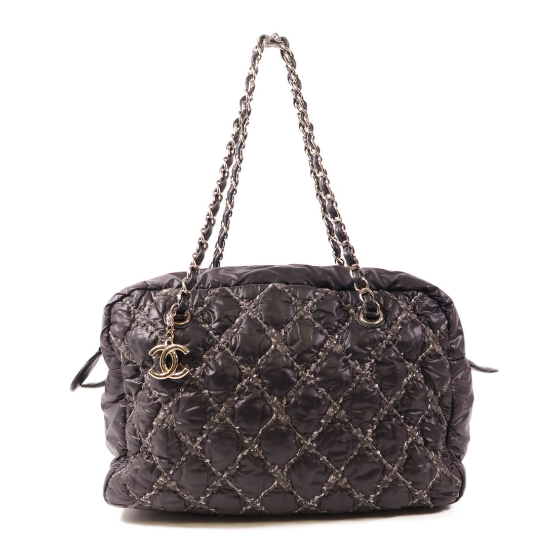 CHANEL Black Nylon Chain Shoulder Bag with SHW (1 of 18)
