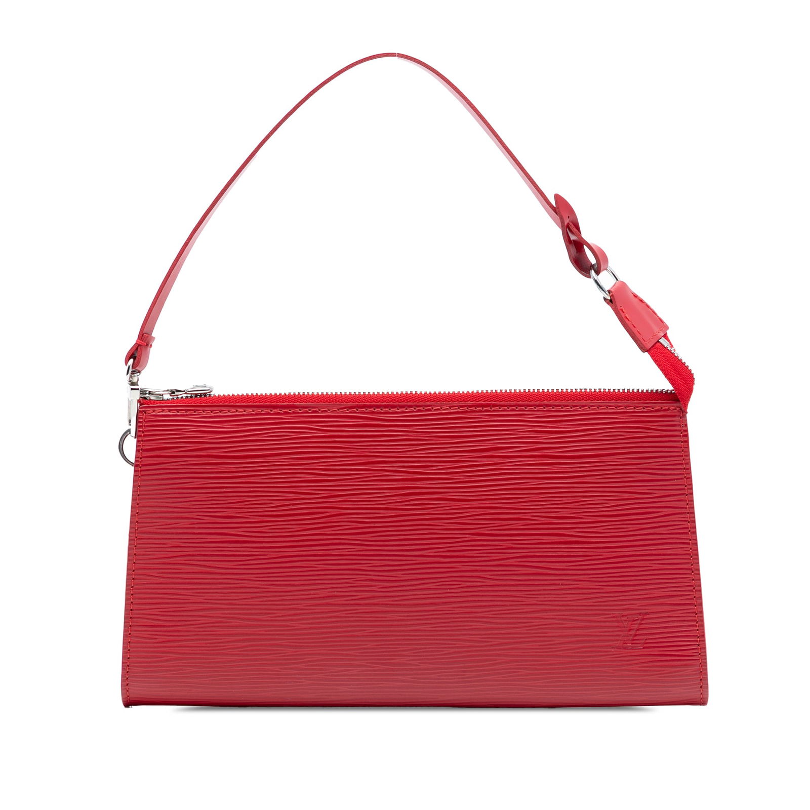 Louis Vuitton Epi Pochette Accessoires Red Leather Bag: Louis Vuitton Epi Pochette Accessoires Red Leather Bag The Louis Vuitton Epi Pochette Accessoires is a stylish bag crafted from durable epi leather, featuring a flat leather shoulder strap and a secur