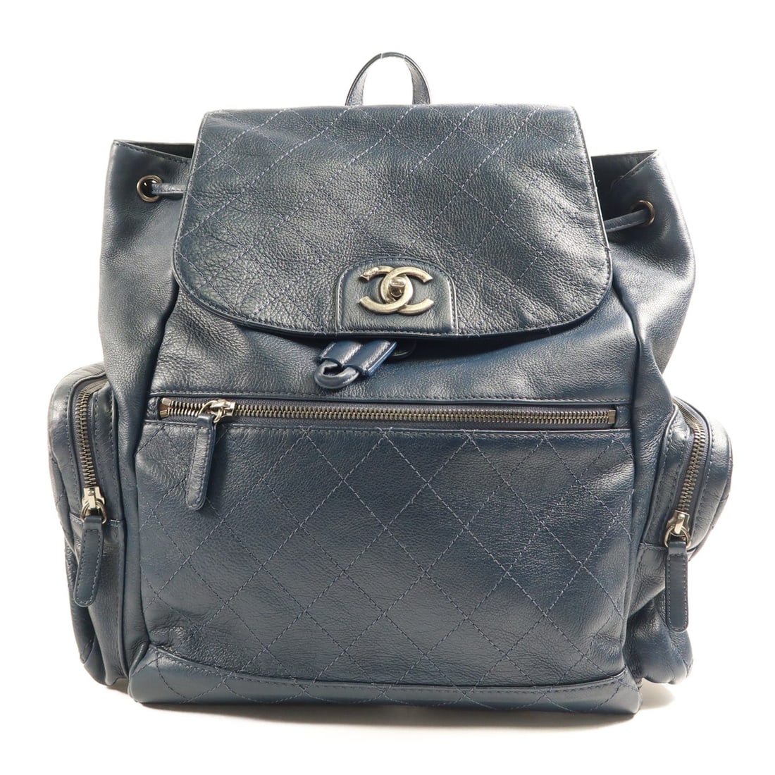 CHANEL CC SHW Rucksack Backpack Calfskin Leather Navy (1 of 13)