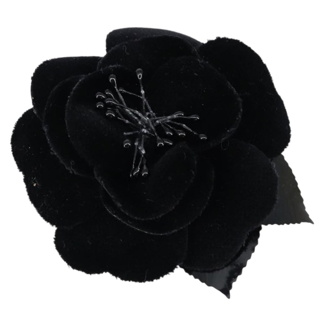 CHANEL Black Velor CC Brooch with Box Auth BA7736: CHANEL Black Velor CC Brooch with Box Auth BA7736 This stunning CHANEL brooch showcases an elegant black velor finish, a classic piece that embodies the luxury and sophistication of the CHANEL brand.
