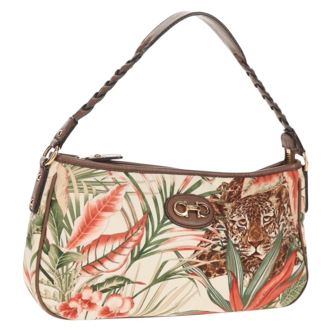 Salvatore Ferragamo Multicolor Gold Nylon Shoulder Bag Auth 155947V (1 of 18)