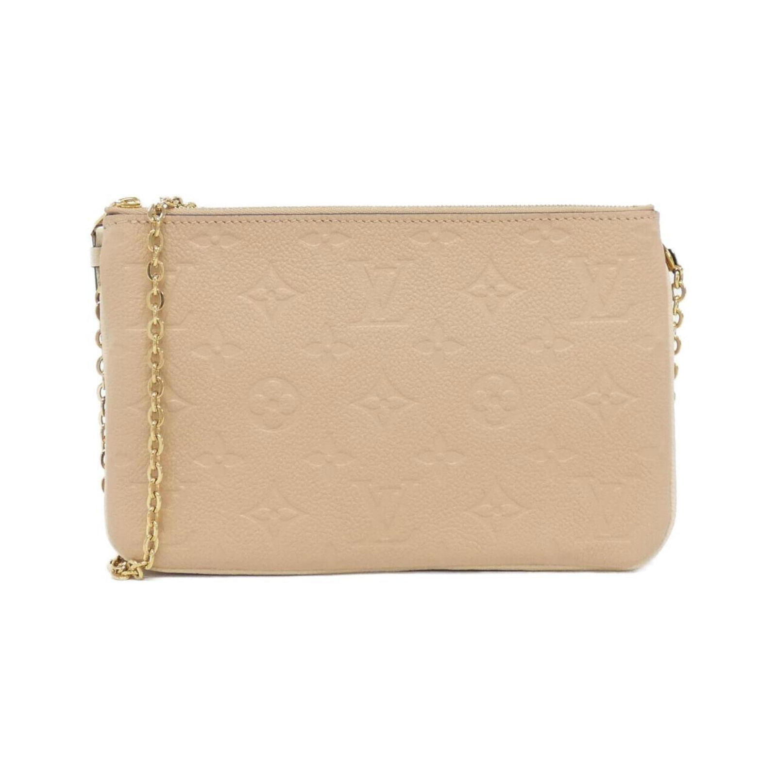 Louis Vuitton Double Zip Beige Leather Clutch Bag: Louis Vuitton Double Zip Beige Leather Clutch Bag This Louis Vuitton Double Zip is crafted from beige leather and designed for women. It features a compact silhouette with dual zip compartments, offer