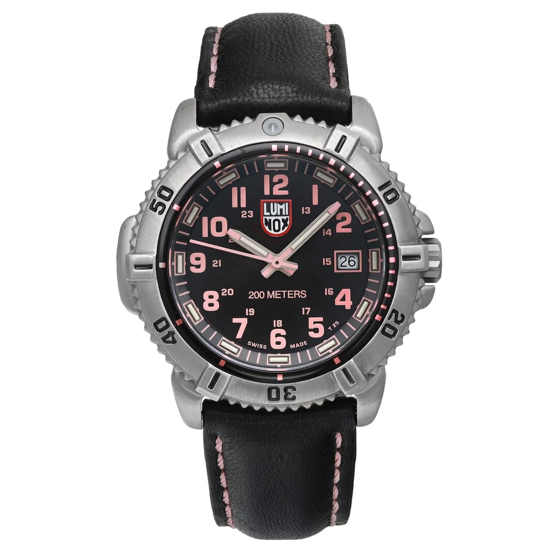 Luminox Colormark Quartz Ladies Watch 38mm Black Dial Diver: Luminox Colormark Quartz Ladies Watch 38mm Black Dial Diver Explore the Luminox Colormark 38mm Date Steel Black Dial Ladies Quartz Watch, a perfect blend of style and functionality. This casual diver