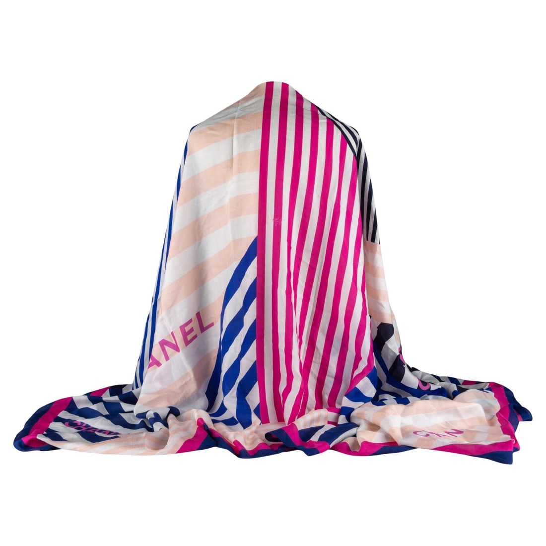 Chanel Multi Stripe Silk Shawl 50 x 72 Italy (1 of 6)