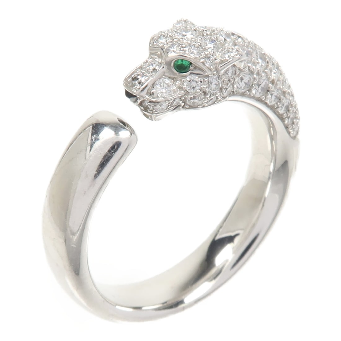 Panthere De Cartier 18K White Gold Diamond Ring Size 54 US 6.75: Panthere De Cartier 18K White Gold Diamond Ring Size 54 US 6.75 This Cartier Panthere De ring features a sophisticated design crafted in 18K white gold and is adorned with diamonds. The ring is presen