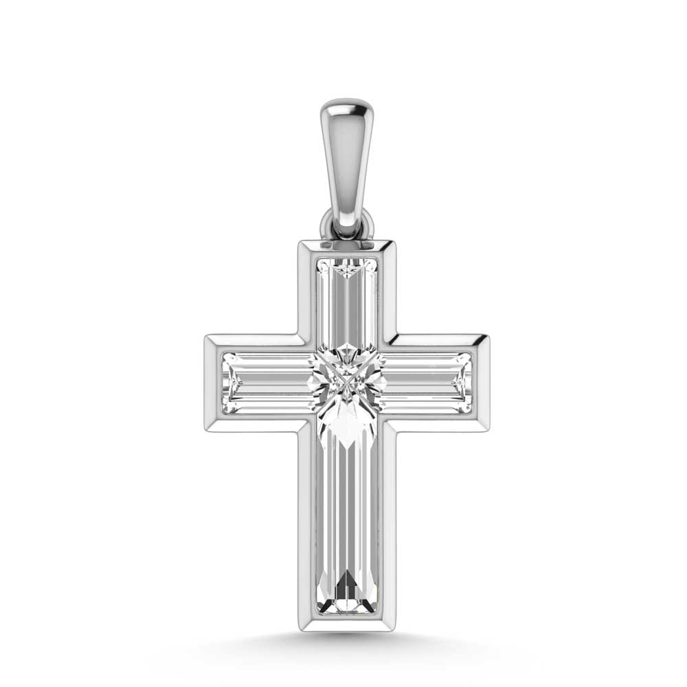 14K White Gold 3/4 Ct.Tw. Lab Grown Diamond Cross Pendant: 14K White Gold 3/4 Ct.Tw. Lab Grown Diamond Cross Pendant This elegant cross pendant features 3/4 CT TW of lab-grown diamonds set in luminous 14K white gold. A timeless symbol crafted with refined bri