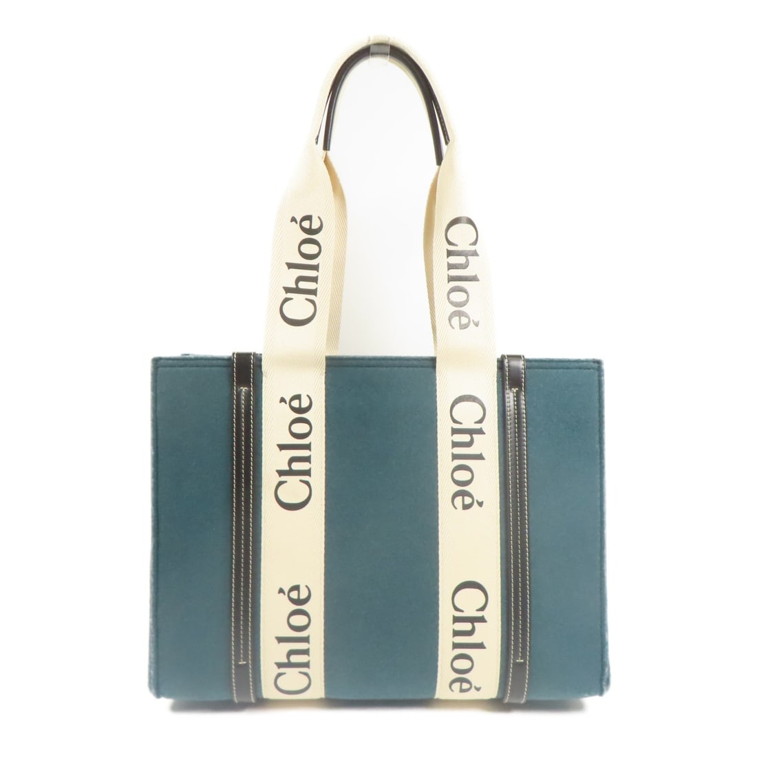 Chloe Woody Medium Green Canvas Tote Bag France (1 of 14)