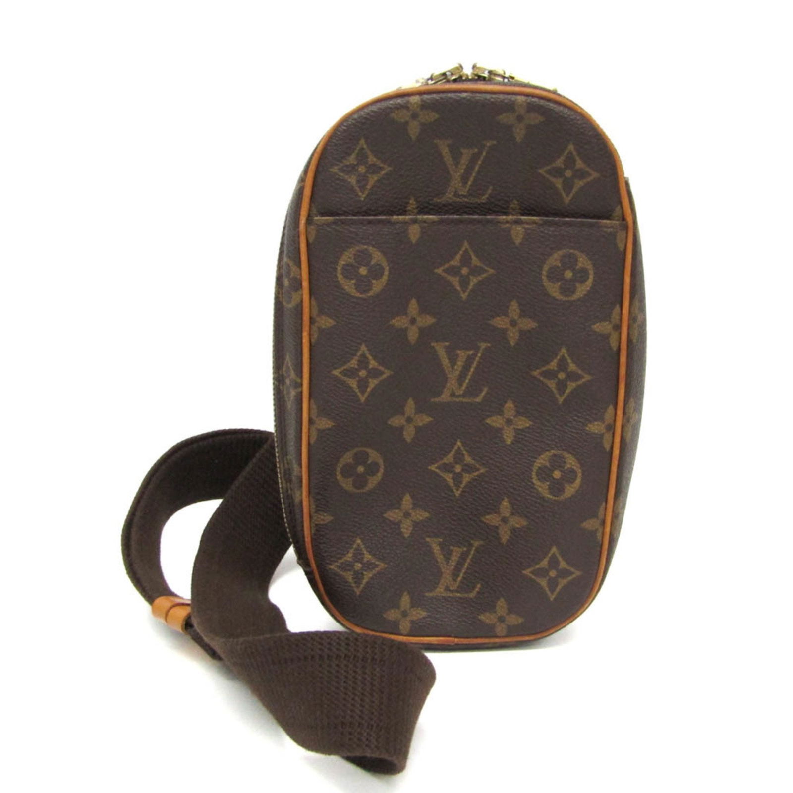 Gange Canvas Brown Crossbody Bag by Louis Vuitton: Gange Canvas Brown Crossbody Bag by Louis Vuitton This Louis Vuitton Gange crossbody bag features a brown canvas exterior with a compact and practical design. Designed for men, it offers a functional