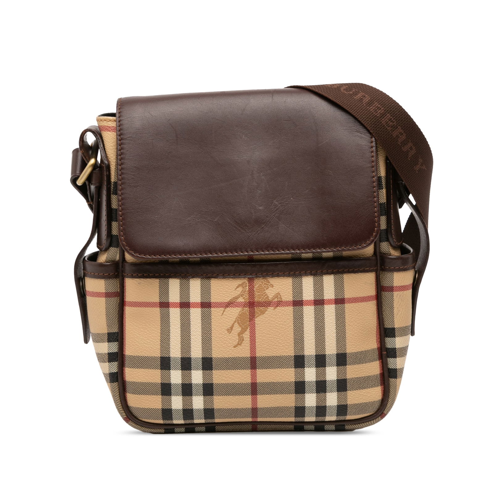 Burberry Haymarket Check Coated Canvas Flap Crossbody Bag Brown: Burberry Haymarket Check Coated Canvas Flap Crossbody Bag Brown This Burberry Haymarket Check Coated Canvas Flap Crossbody bag is a stylish and functional accessory crafted from durable haymarket chec