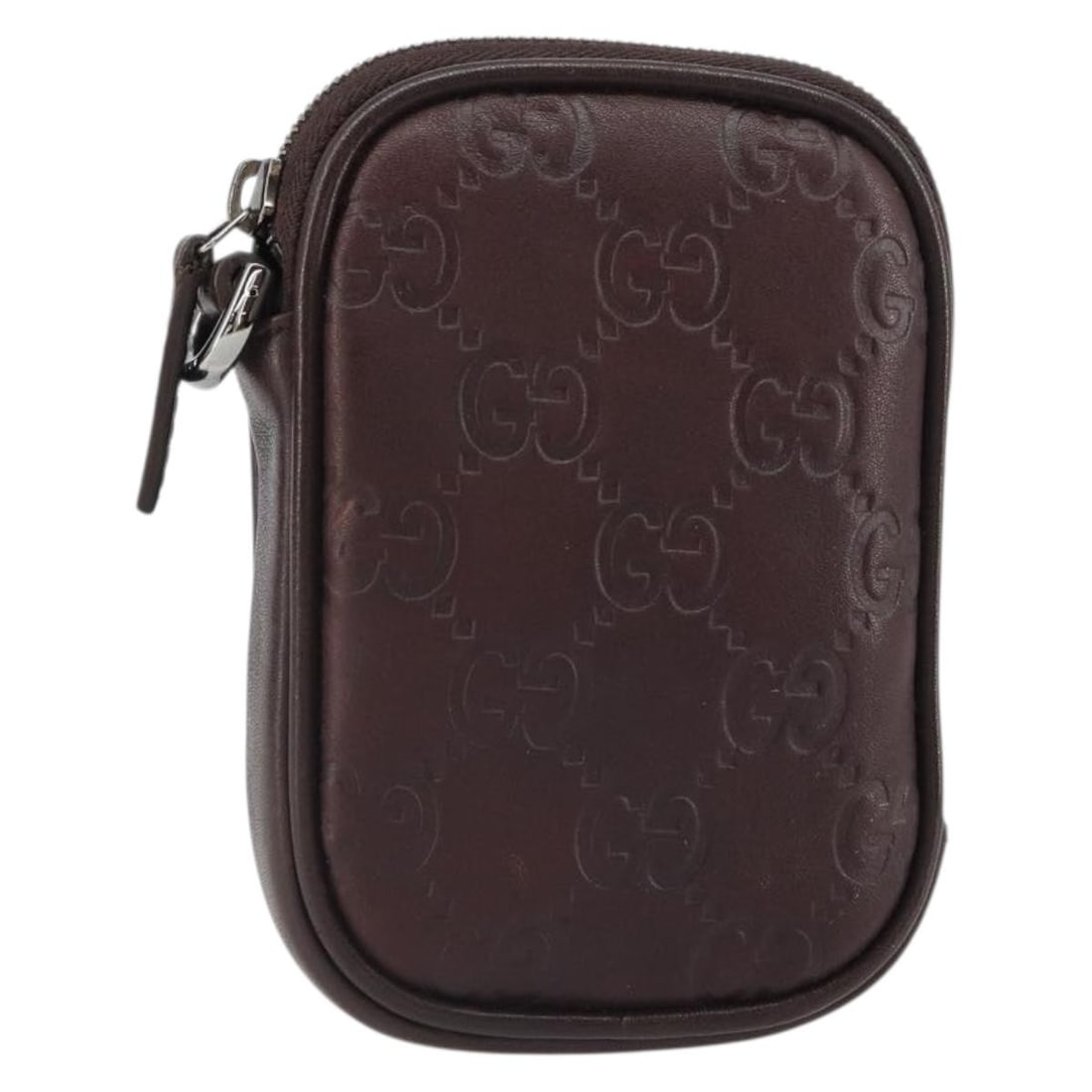 Brown GG Canvas and Leather Pouch by Gucci Model 162351: Brown GG Canvas and Leather Pouch by Gucci Model 162351 This Gucci GG Canvas Guccissima pouch features a blend of brown leather and signature GG canvas with silver-tone accents. Designed for practical