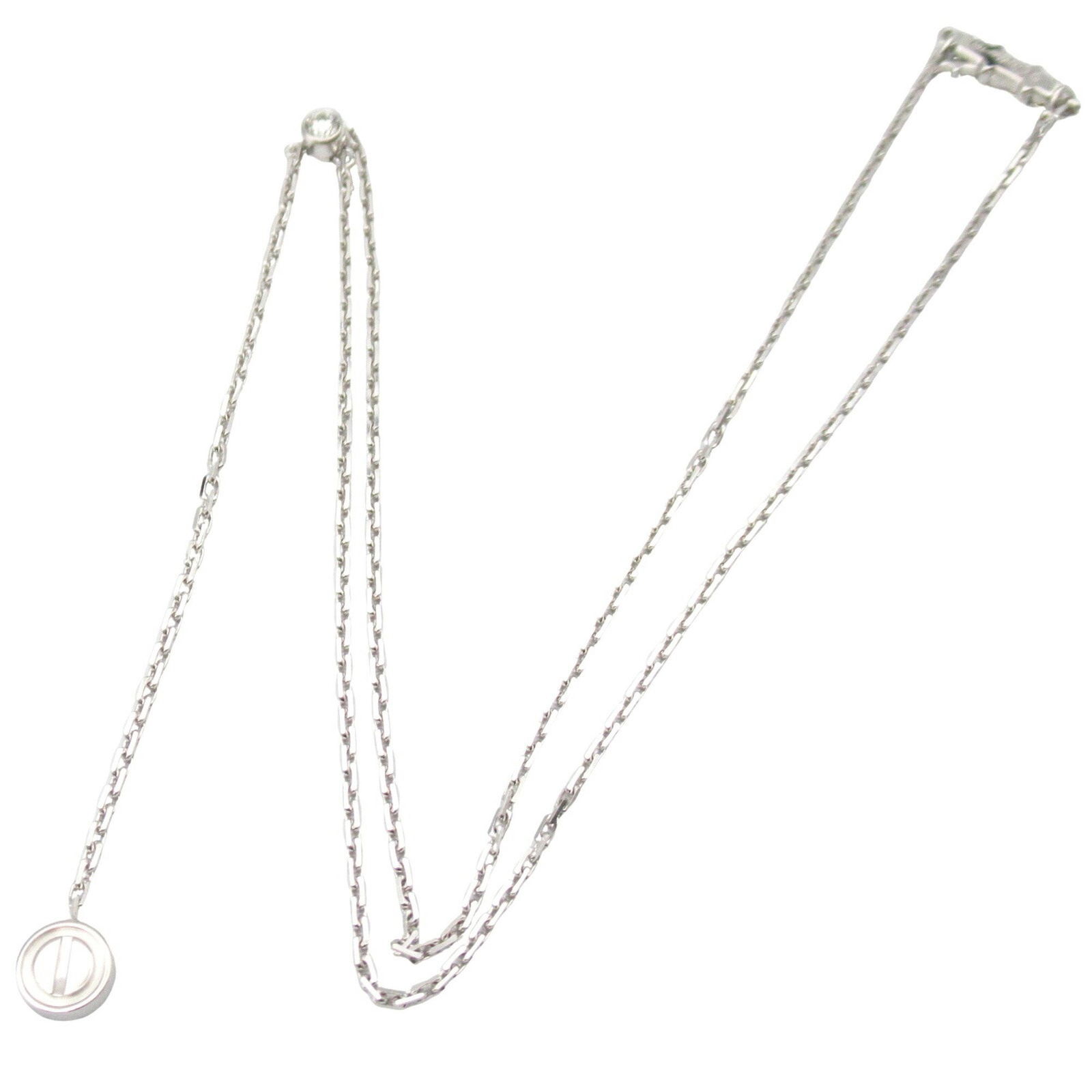 White Gold Cartier Love Necklace 38cm for Women: White Gold Cartier Love Necklace 38cm for Women This Cartier Love necklace is crafted from white gold and features a sleek silver tone. Designed for women, it measures 85mm x 7mm with a neck circumfer