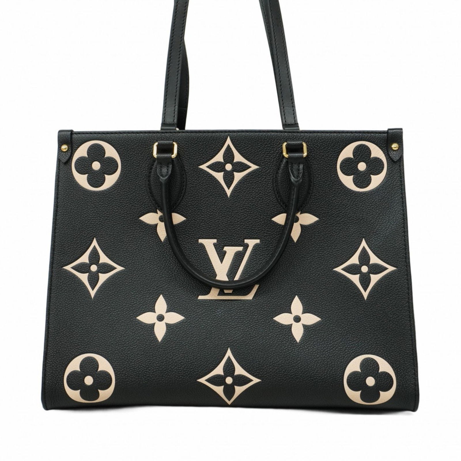 Louis Vuitton On The Go Black Rubber Tote Bag 26cm x 34cm: Louis Vuitton On The Go Black Rubber Tote Bag 26cm x 34cm This Louis Vuitton On The Go handbag features a sleek black rubber exterior and is designed for women. The bag is crafted in France and offers