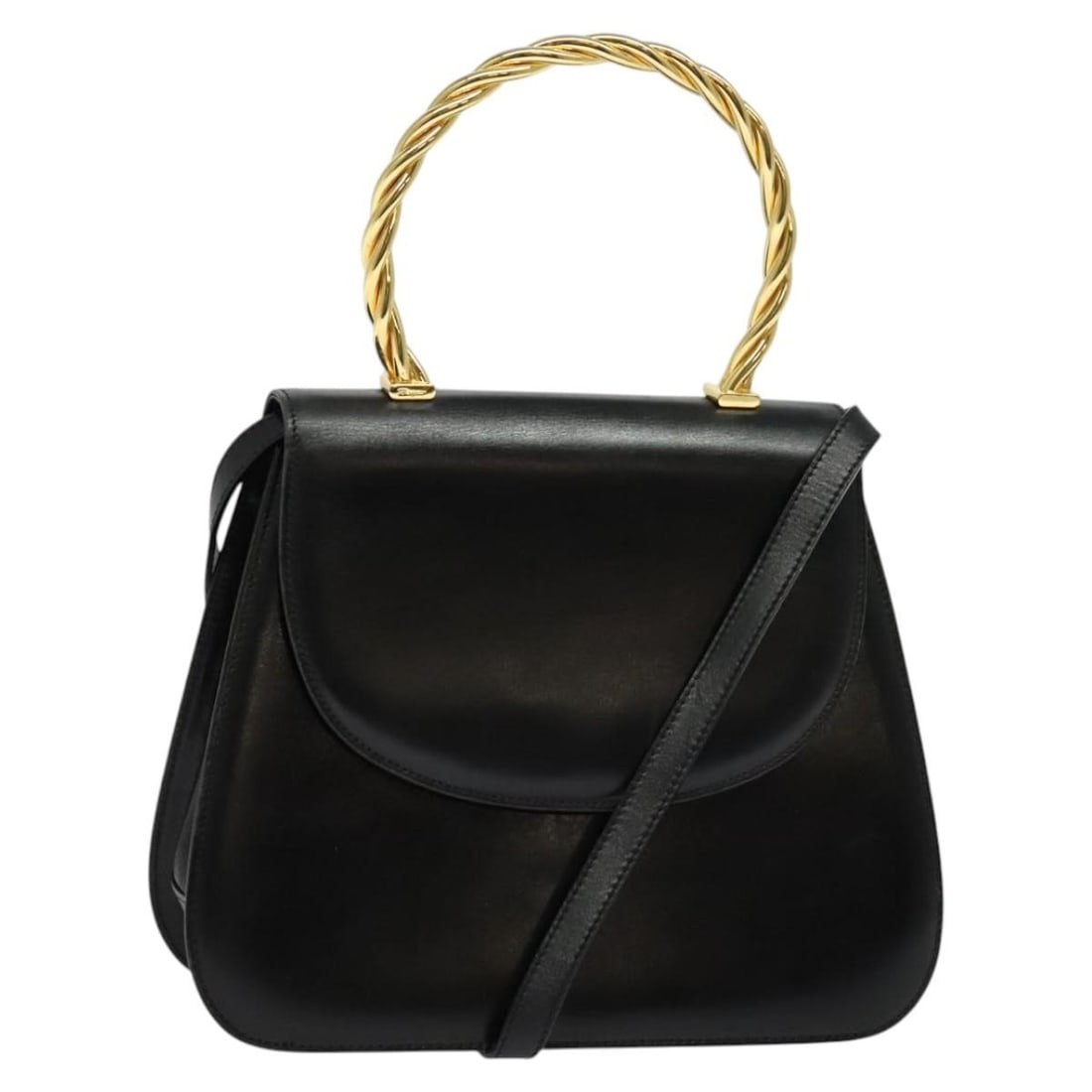 Salvatore Ferragamo Leather Hand Bag Gold Black Auth 120974: Salvatore Ferragamo Leather Hand Bag Gold Black Auth 120974 This elegant Salvatore Ferragamo hand bag combines luxurious leather craftsmanship with a stunning gold and black exterior. Designed for ver