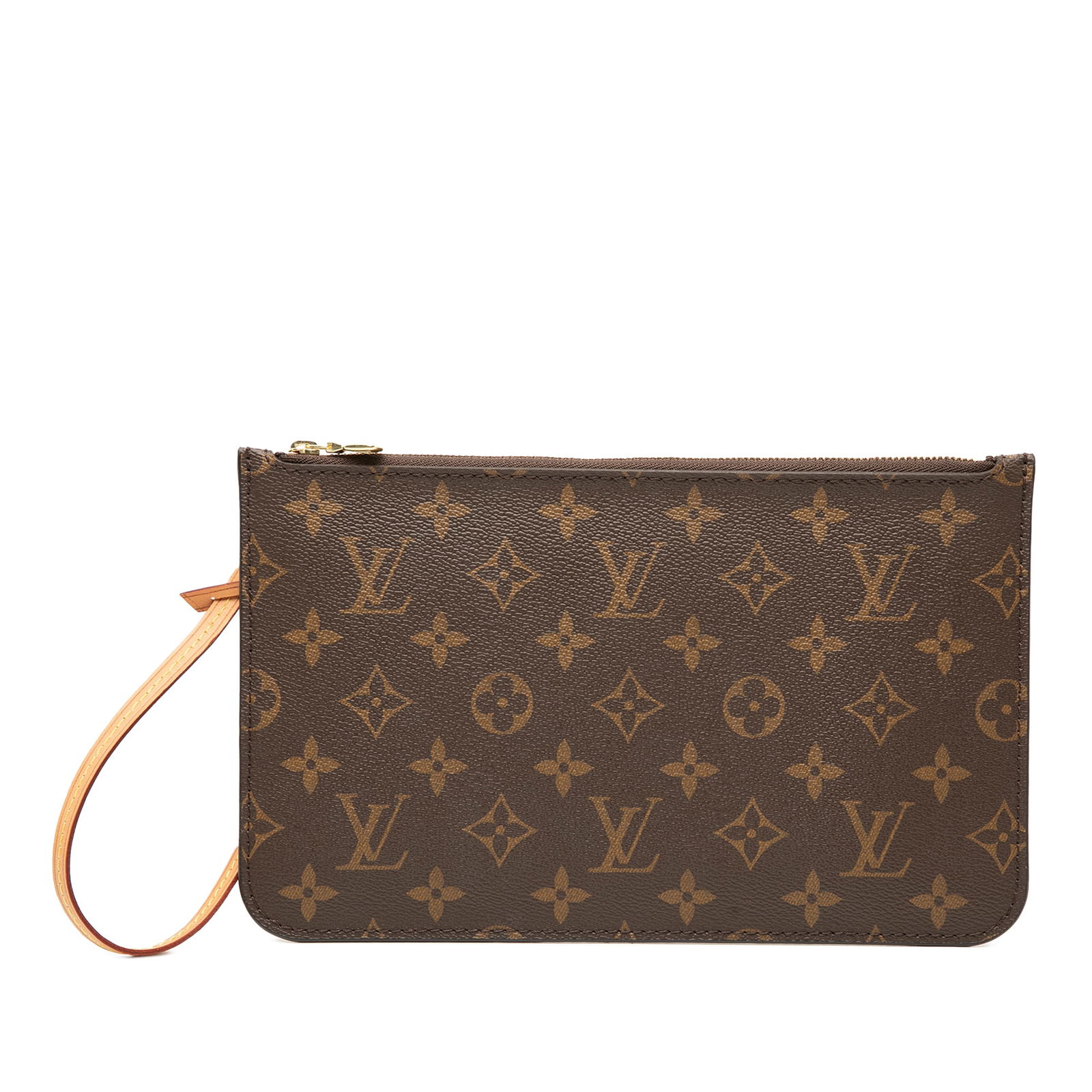 Louis Vuitton Neverfull Monogram Canvas Zippered Pouch with Leather Strap (1 of 7)