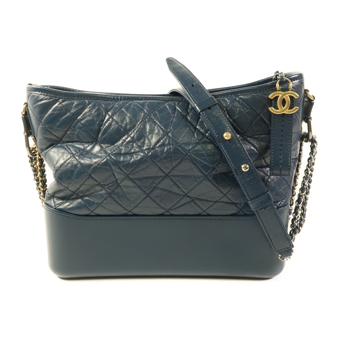 Blue Calfskin CHANEL Gabrielle Medium Shoulder Bag with Chain (1 of 17)