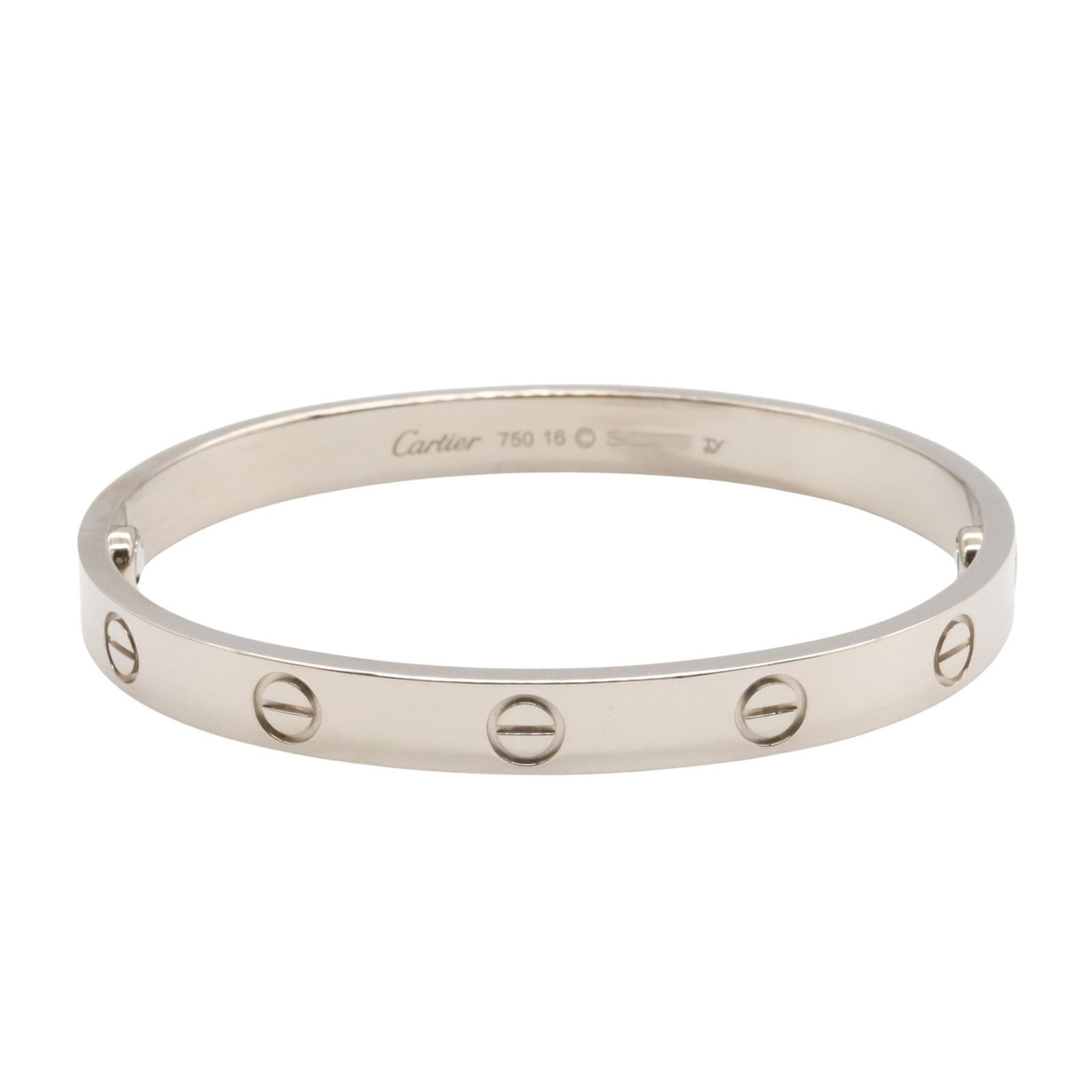 Cartier Love white gold bracelet 15 cm silver tone: Cartier Love white gold bracelet 15 cm silver tone This Cartier Love bracelet features a sleek design crafted from white gold with a silver tone. It is suitable for all genders and has a length of 15