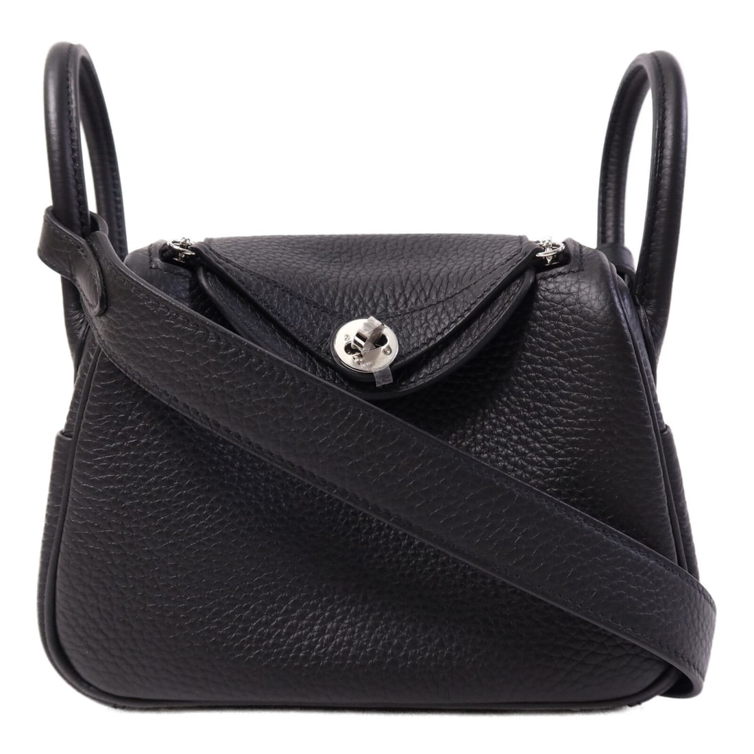Hermes Mini Lindy Black Clemence Calfskin 2 Way Shoulder Handbag with PHW (1 of 15)