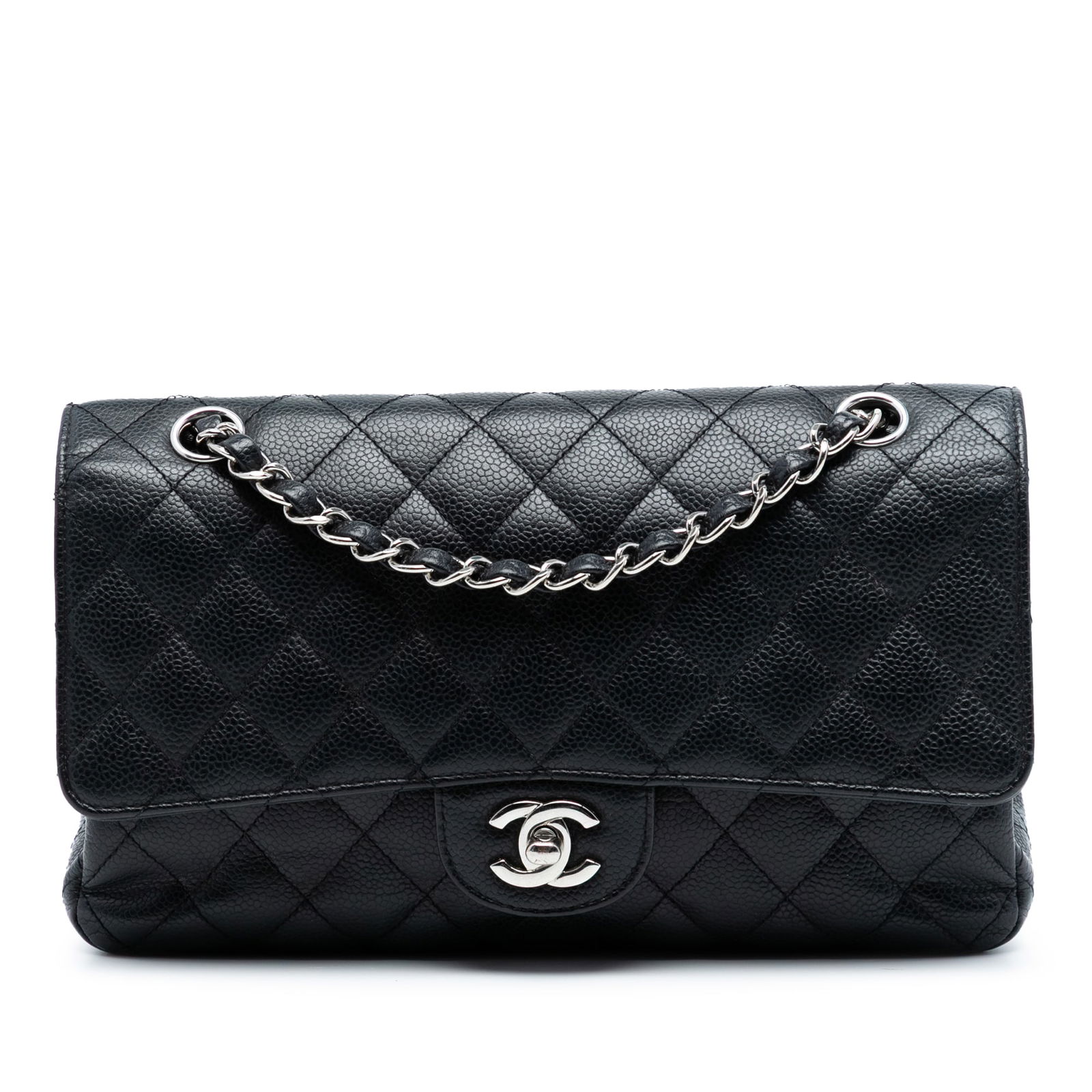 Chanel Medium Classic Caviar Double Flap Black Leather Shoulder Bag (1 of 7)