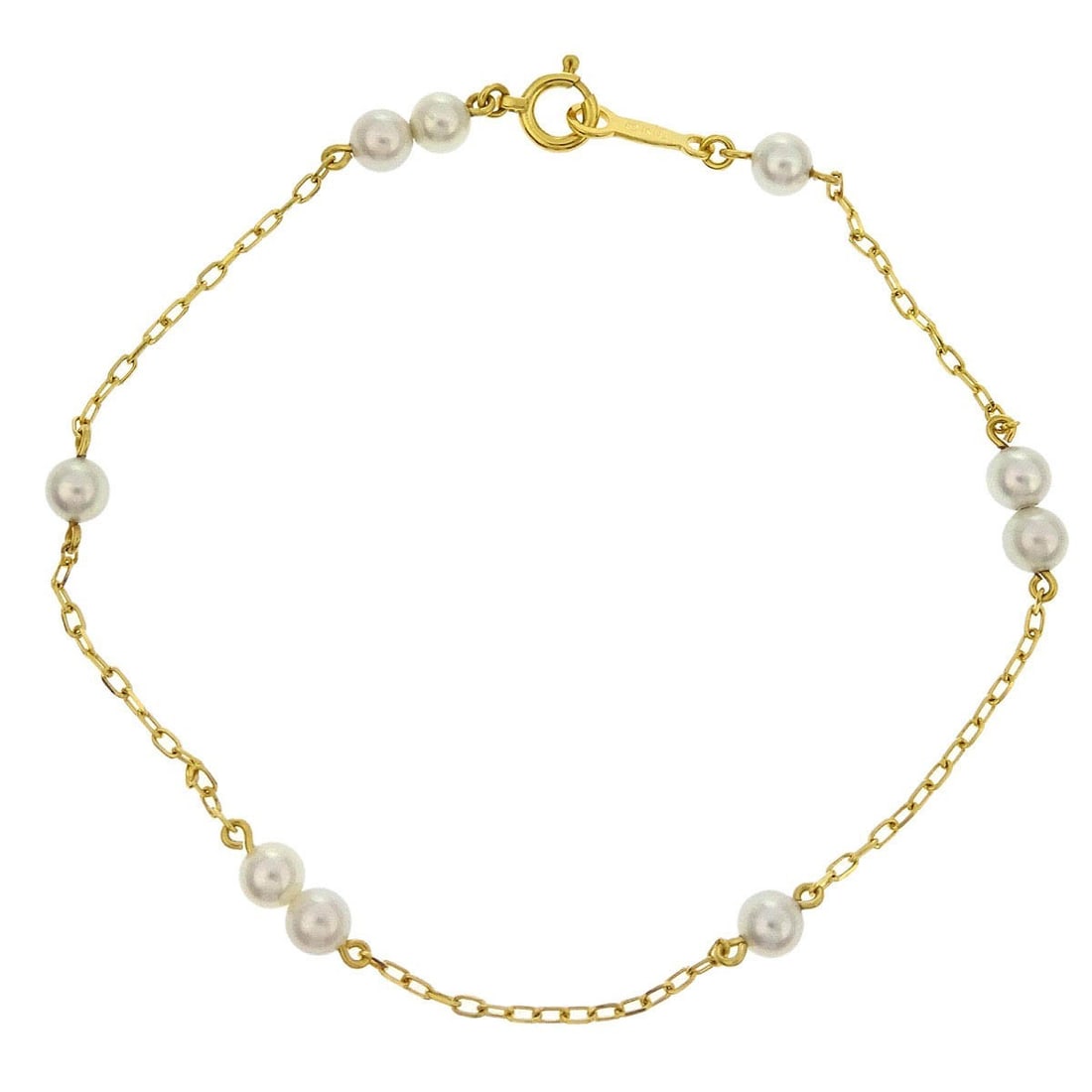 18K Gold Mikimoto Vintage Pearl Bracelet from Japan: 18K Gold Mikimoto Vintage Pearl Bracelet from Japan This exquisite Mikimoto bracelet features a stunning design crafted from 18K gold, showcasing the brand's renowned craftsmanship. The bracelet is ad