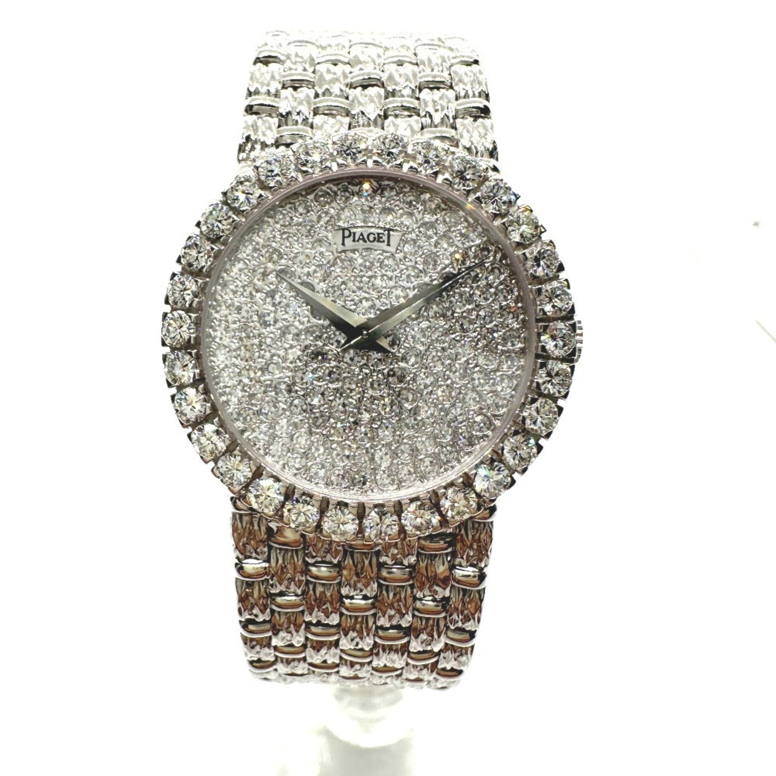 White Gold Ladies Watch by Piaget Swiss Made Silver Tone: White Gold Ladies Watch by Piaget Swiss Made Silver Tone This Piaget women's watch features a silver-tone design crafted from white gold. The watch is Swiss-made and offers a refined appearance, with