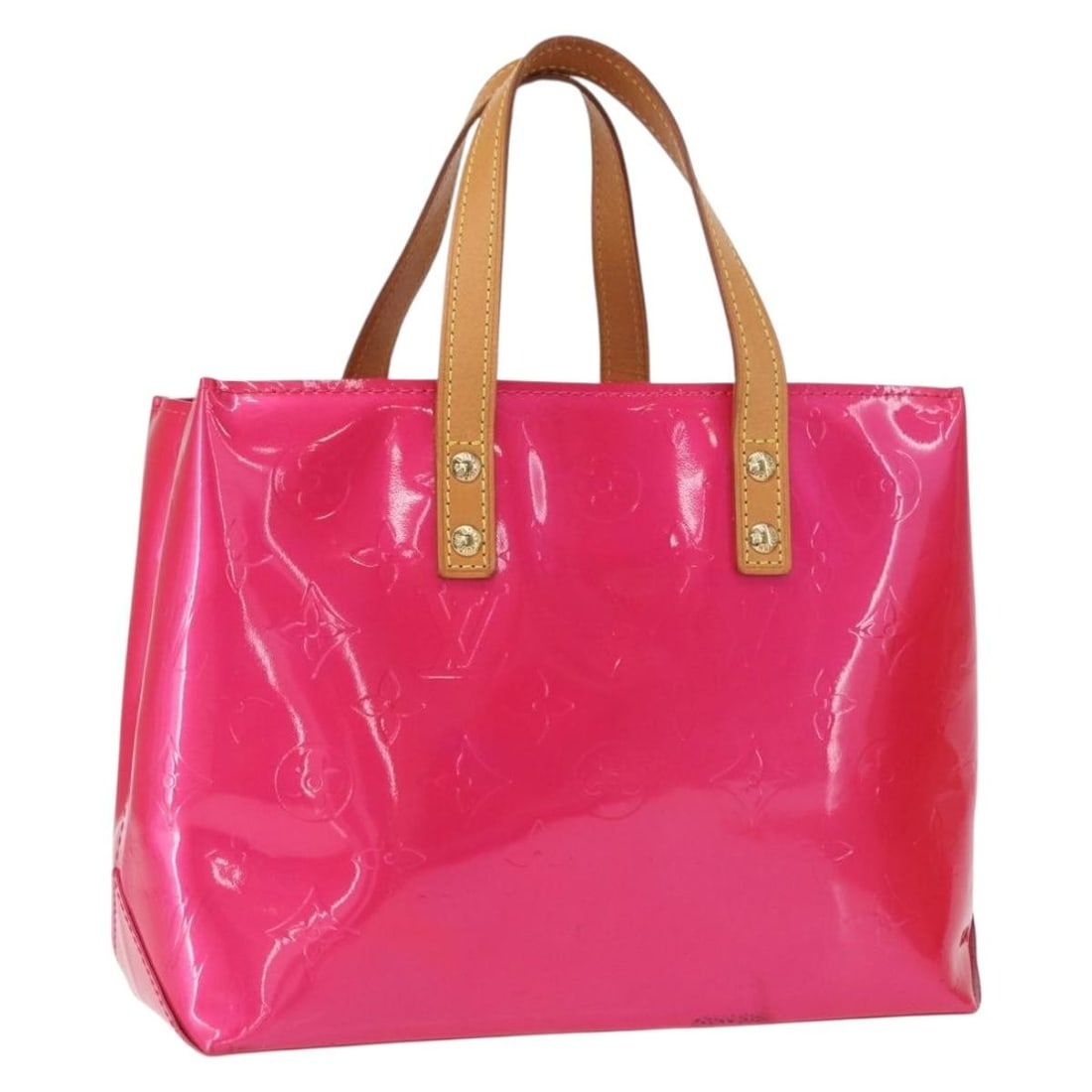 Louis Vuitton Reade PM Fuchsia Monogram Vernis Patent Leather Handbag M91221: Louis Vuitton Reade PM Fuchsia Monogram Vernis Patent Leather Handbag M91221 This Louis Vuitton Monogram Vernis Reade PM handbag features a fuchsia pink patent leather exterior with gold-tone metal fi