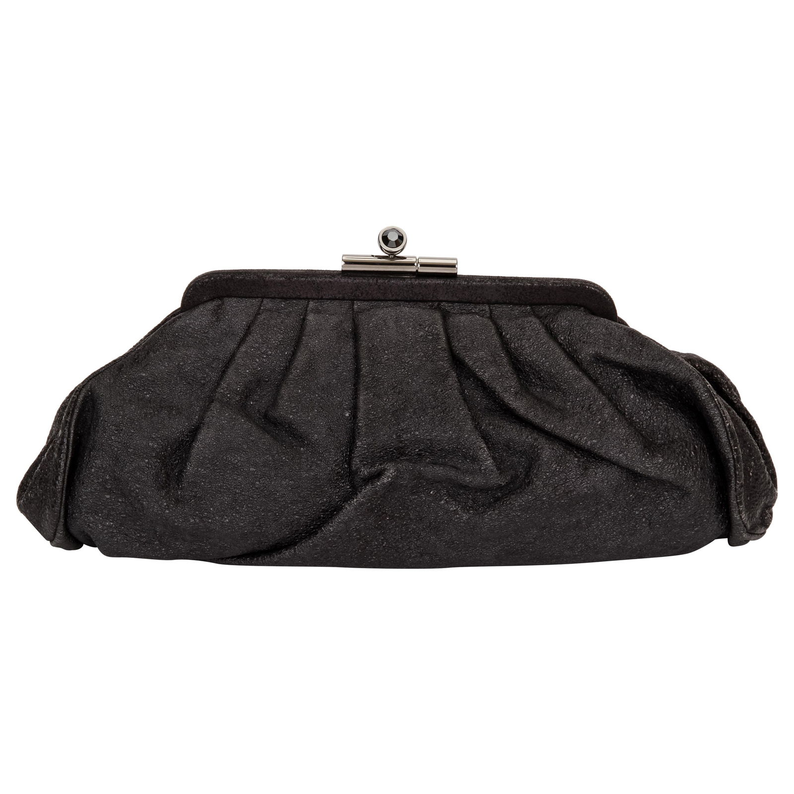 Chanel Black Lambskin Pleated Clutch with Crystal Buckle (1 of 5)