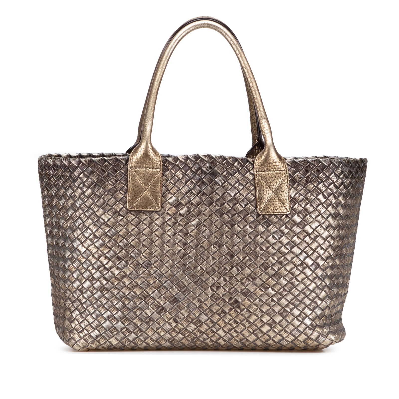 Bottega Veneta Brown Lambskin Intreccio Cabat Tote with Pouch (1 of 12)