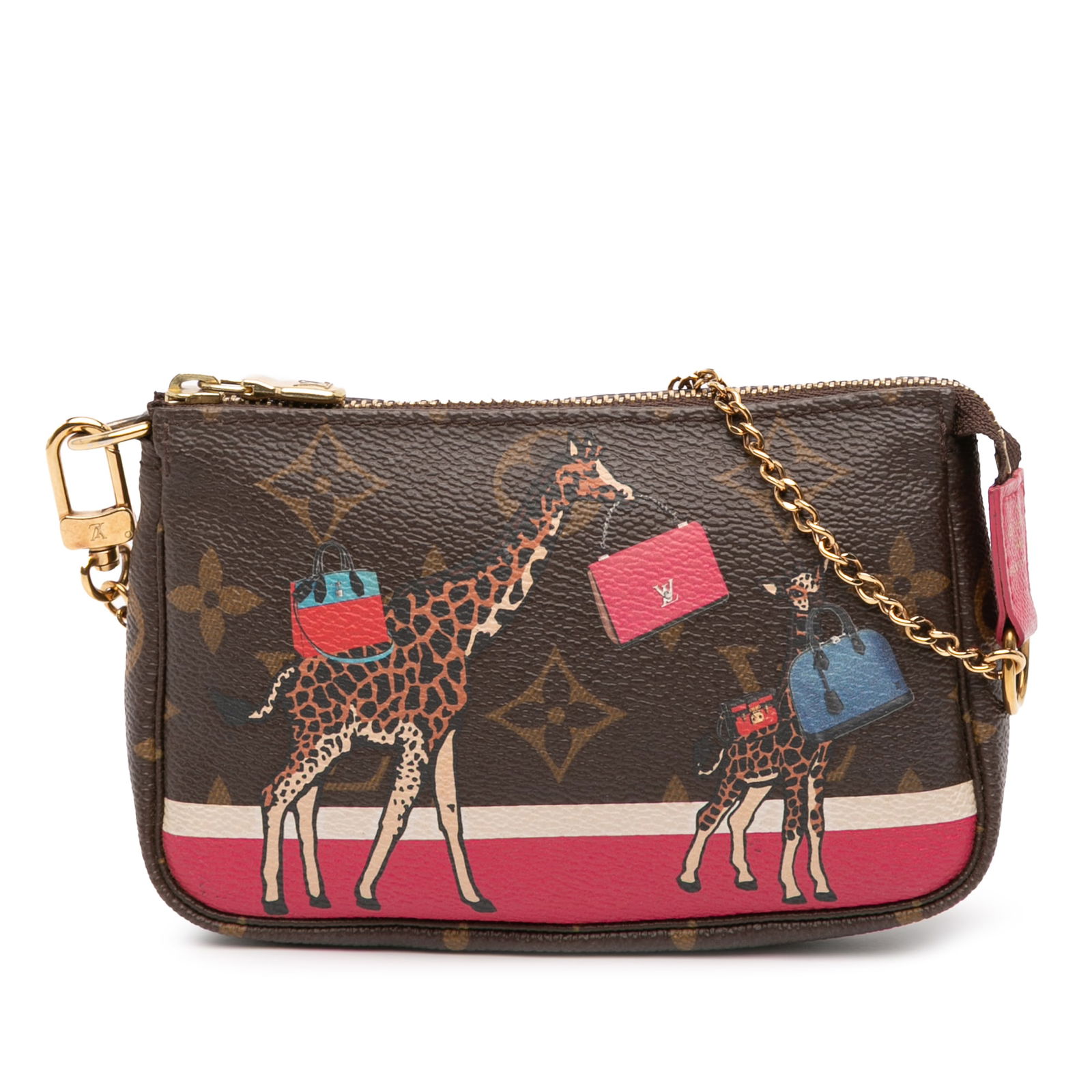 Louis Vuitton Monogram Giraffe Christmas Mini Pochette Accessoires Bag: Louis Vuitton Monogram Giraffe Christmas Mini Pochette Accessoires Bag This exquisite Louis Vuitton Monogram Giraffe Christmas Mini Pochette Accessoires is crafted from durable monogram canvas and fea