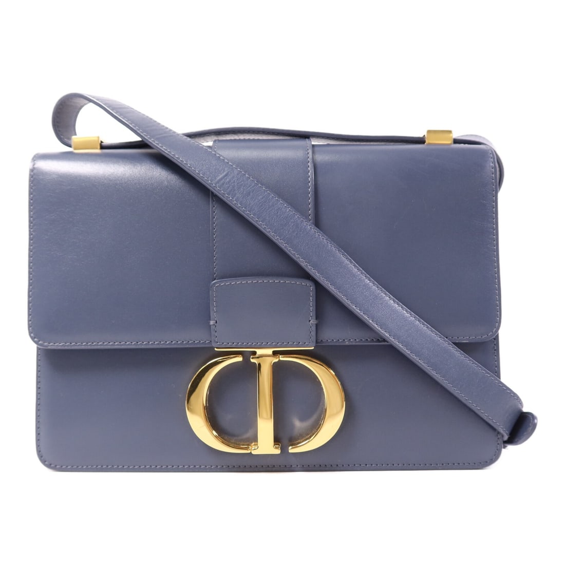 Dior Montaigne 30 Blue Calfskin Leather Shoulder Bag with Gold Hardware: Dior Montaigne 30 Blue Calfskin Leather Shoulder Bag with Gold Hardware This Dior Montaigne 30 shoulder bag features a blue calfskin leather exterior with a structured silhouette. Crafted in France, i