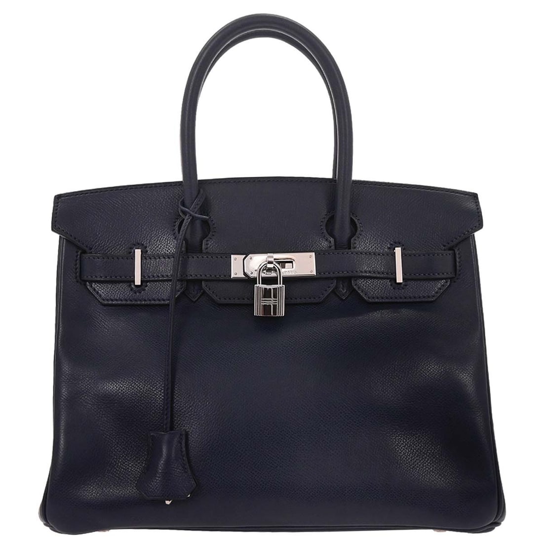 Hermes Birkin 30 Navy Epsom Leather Handbag with Lock: Hermes Birkin 30 Navy Epsom Leather Handbag with Lock This exquisite Hermes Birkin 30 handbag is crafted from premium Navy Epsom leather, offering a sophisticated yet casual style perfect for any occa
