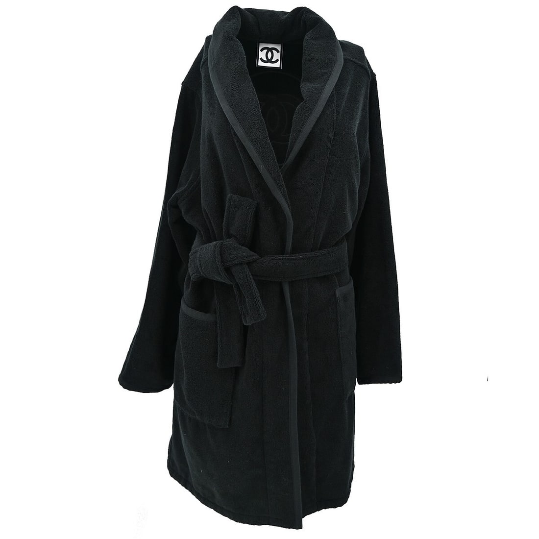 Chanel Black Cotton Belted Gown Coat 09C Size #2 (1 of 10)