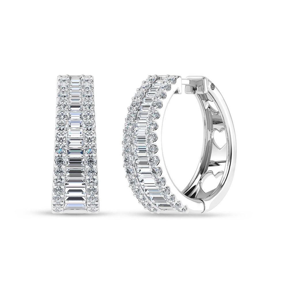 10K White Gold Lab Grown Diamond 1 1/4 Ct.Tw. Hoop Earrings: 10K White Gold Lab Grown Diamond 1 1/4 Ct.Tw. Hoop Earrings 10K white gold hoops with 1 1/4 Ct.Tw. lab-grown diamonds. 10k White Gold Stone Color: D-f Stone Clarity: Vs This item may take 2-5 weeks fo