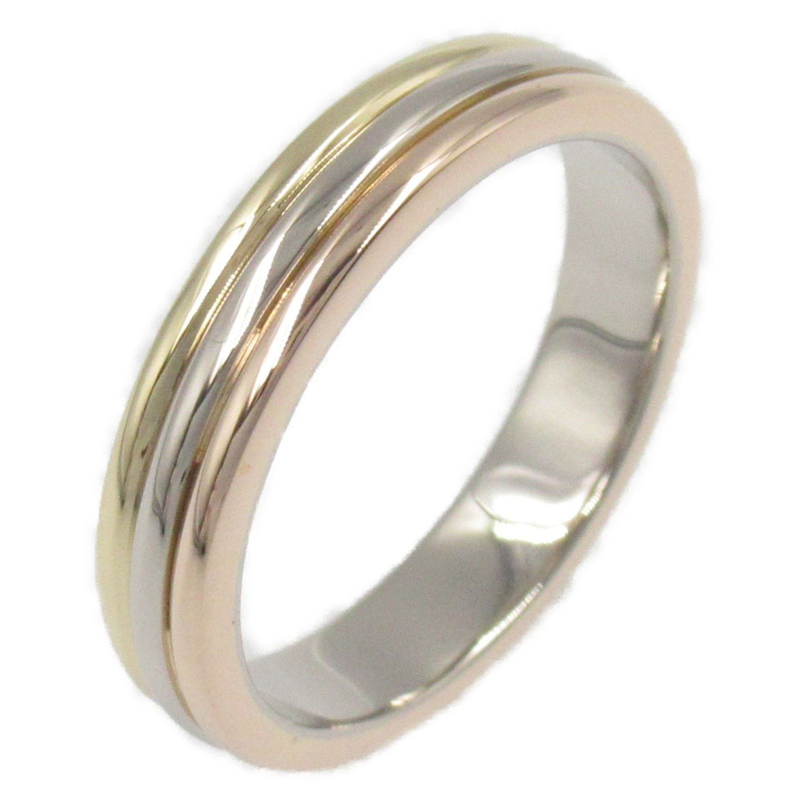 Cartier Trinity 18K Pink White Yellow Gold Ring Size 5.5: Cartier Trinity 18K Pink White Yellow Gold Ring Size 5.5 This is a Cartier Trinity ring crafted from 18K pink, white, and yellow gold. Designed for women, it features an elegant tri-color gold combina
