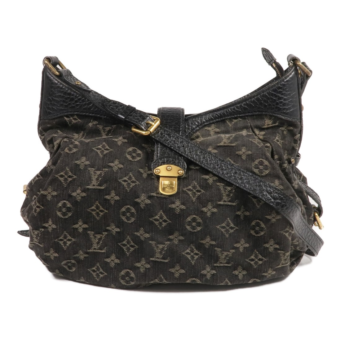 LOUIS VUITTON Monogram Denim Shoulder Bag M95835 Black GHW: LOUIS VUITTON Monogram Denim Shoulder Bag M95835 Black GHW This exquisite Louis Vuitton shoulder bag is crafted from durable denim in a sleek black hue, making it a stylish accessory for any occasion.