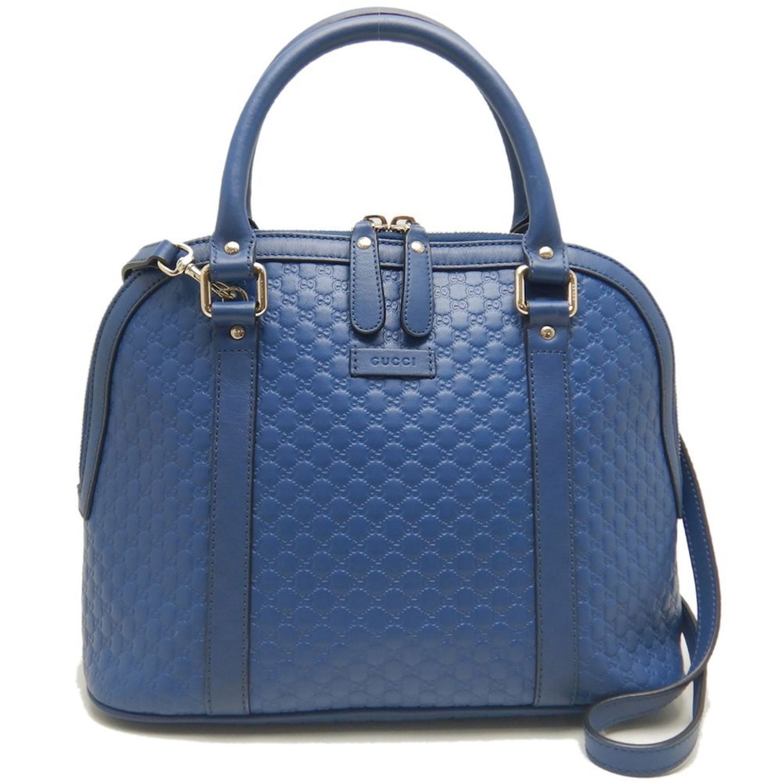 Blue leather tote bag Gucci Micro guccissima: Blue leather tote bag Gucci Micro guccissima This Gucci Micro Guccissima handbag is crafted from blue leather and designed for women. It features a structured silhouette with a spacious interior. The