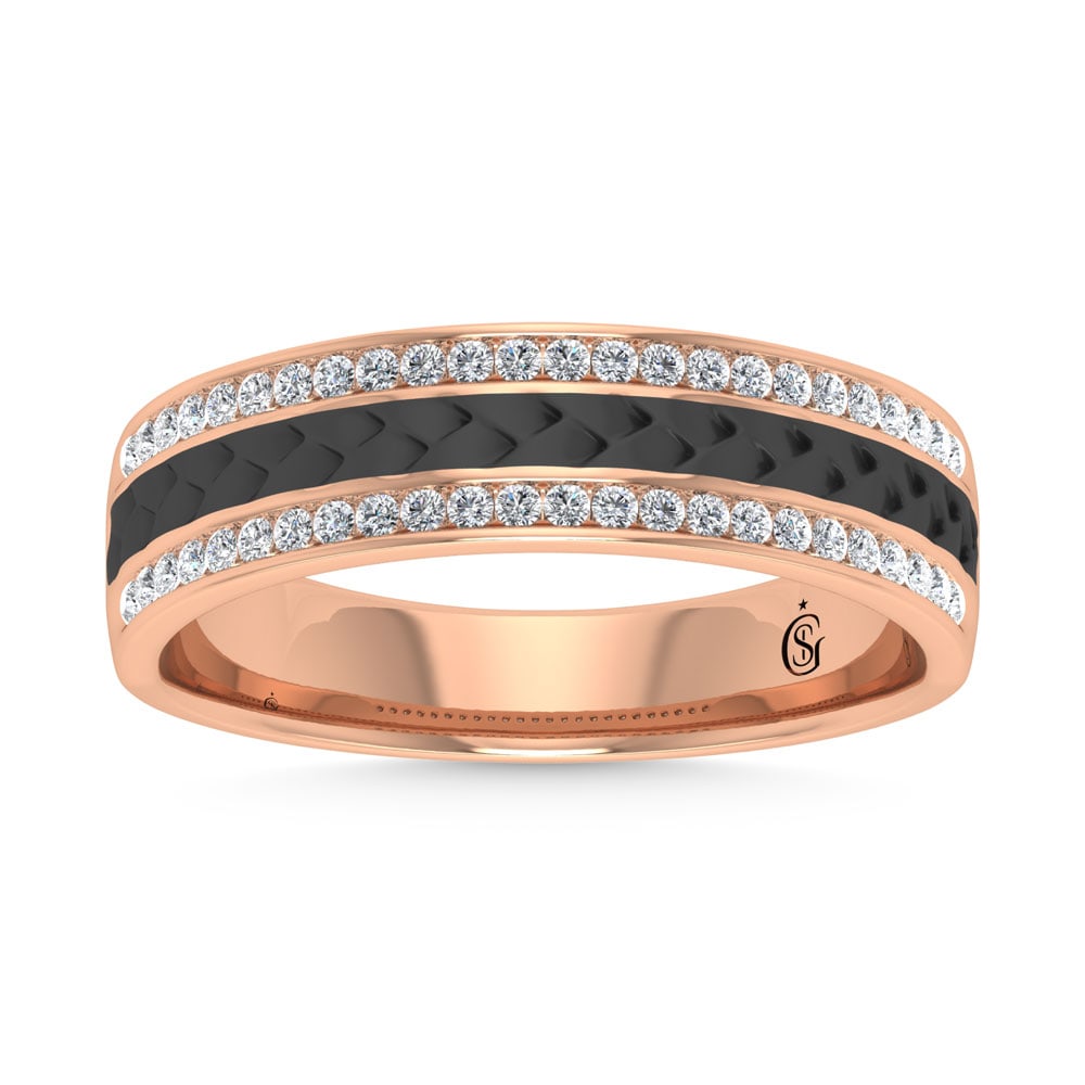 14K Rose Gold Diamond 1/3 Ct.Tw. Black Rhodium Band: 14K Rose Gold Diamond 1/3 Ct.Tw. Black Rhodium Band 14k Rose Gold Stone Color: G-h Stone Clarity: I1-i2 This item may take 2-5 weeks for shipping. PLEASE NOTE: Framed, Large, or heavy items do not hav