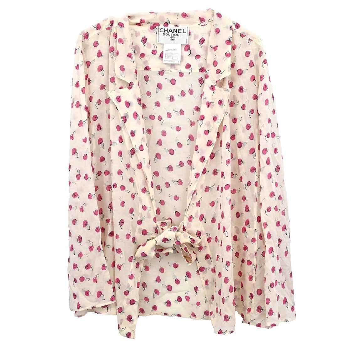 Chanel White Silk Blend Collared Long Sleeve Blouse Size 38 (1 of 11)