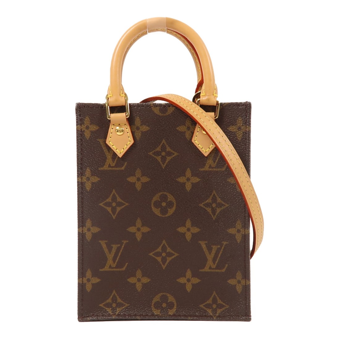 LOUIS VUITTON Petit Sac Plat 2 Way Shoulder Bag M69442 Monogram Brown: LOUIS VUITTON Petit Sac Plat 2 Way Shoulder Bag M69442 Monogram Brown This LOUIS VUITTON LV Petit Sac Plat is a stylish and versatile 2-way shoulder bag, crafted from durable PVC coated canvas in a cl