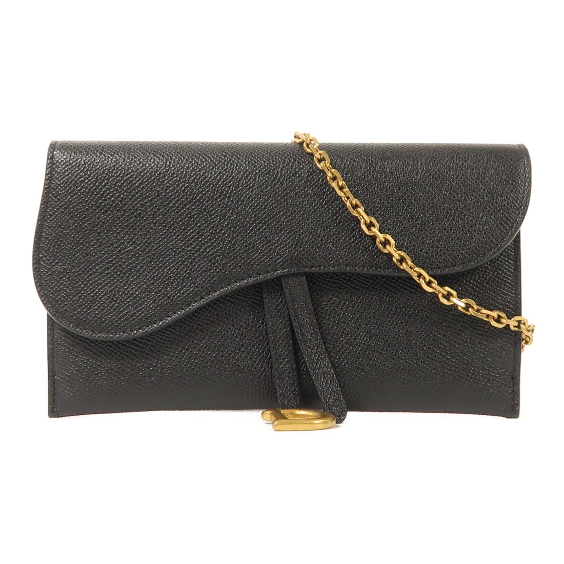 Dior Saddle Pouch Shoulder Bag Black Calfskin Leather with Chain: Dior Saddle Pouch Shoulder Bag Black Calfskin Leather with Chain This Christian Dior Saddle Pouch chain shoulder bag is crafted from black calfskin leather and features a classic design. The bag is ma